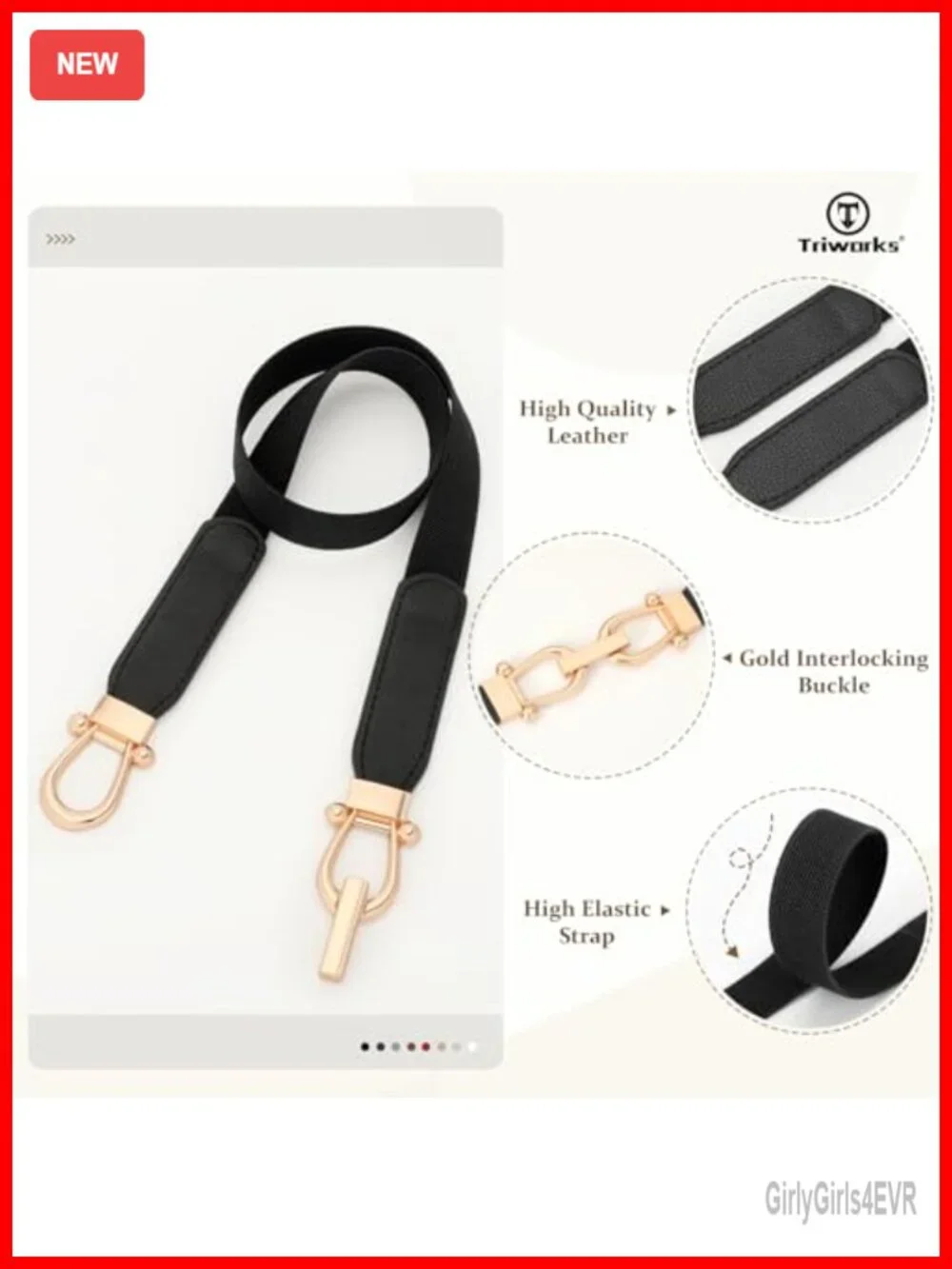 4 Pack Women Skinny Elastic Belts Gold Buckle Thin Stretchy Waist Belt Dress